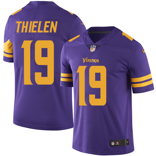 Minnesota Vikings #19 Limited Adam Thielen Purple Nike NFL Men Jersey Rush Vapor Untouchable